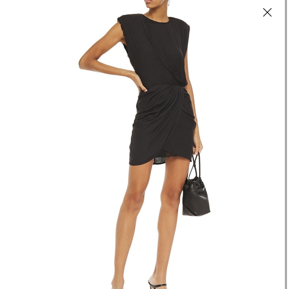 NWT Iro Paris Dedora lace-trimmed draped satin-jacquard mini dress